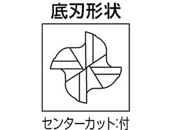 三菱K 4枚刃エクスター汎用 超硬スクエアエンドミルセミロング刃長(J)2mm MS4JCD0200