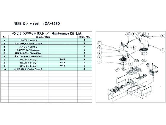 ULVAC DA-121D用メンテナンスキット DA-121D MAINTENANCEKIT