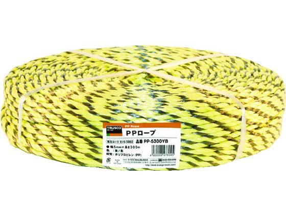 TRUSCO PPロープ 幅5mm×長さ300m 黄黒 PP-5300YB