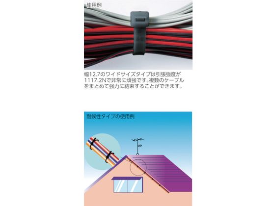 TRUSCO ケーブルタイ 幅4.6mm×203mm 最大結束Φ52 耐候性 TRCV-200W