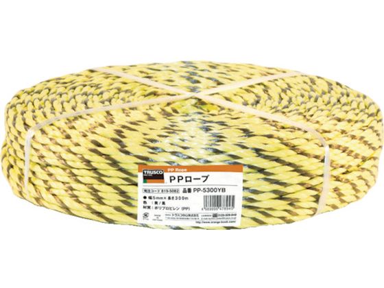 TRUSCO PPロープ 幅6mm×長さ200m 黄黒 PP-6200YB