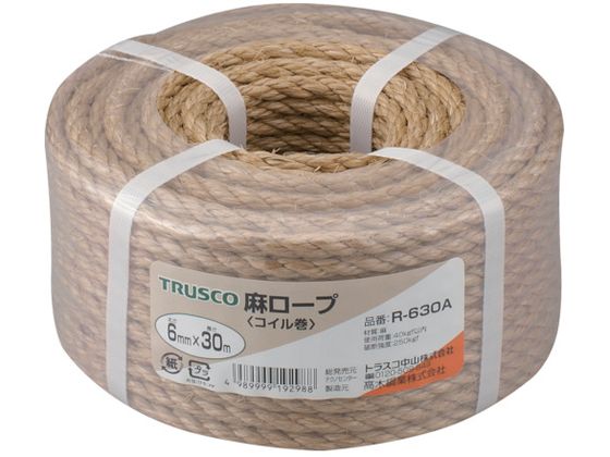 TRUSCO 麻ロープ 3つ打 線径6mm×長さ30m R-630A