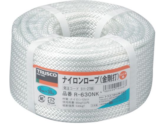 TRUSCO ナイロンロープ 金剛打 線径6mm×長さ30m R-630NK