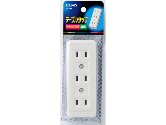 朝日電器 テーブルタップ 4個口 ホワイト A-43H