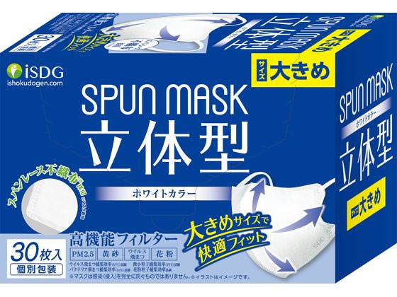 ●サイズ：大きめ●カラー：ホワイト●立体型ゆったりサイズ●中国製●注文単位：１箱（３０枚）