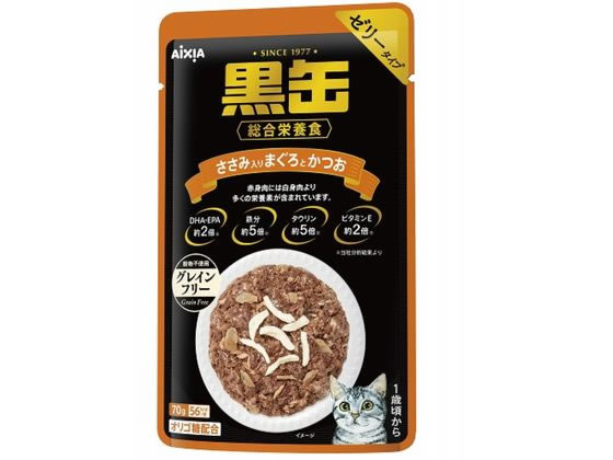 アイシア 黒缶パウチ ささみ入りまぐろとかつお 70g