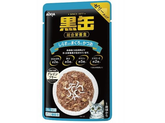 アイシア 黒缶パウチ しらす入りまぐろとかつお 70g