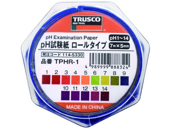 TRUSCO pH試験紙 ロールタイプ 7mm×5M Ph1〜14 TPHR-1