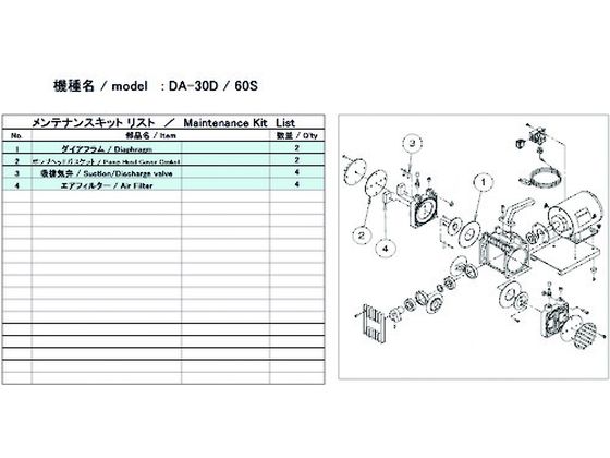 ULVAC DA-30D／60S用メンテナンスキット DA-30D 60S MAINTENANCEKIT