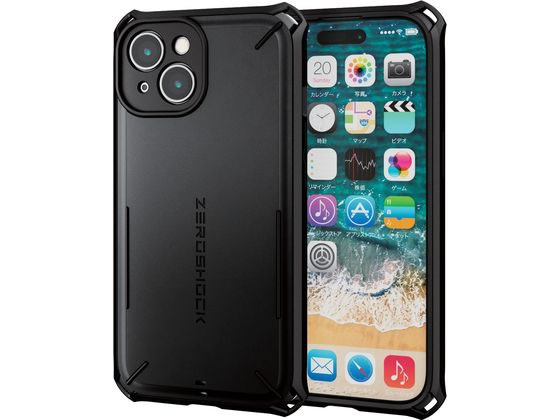 エレコム iPhone 15 ケース ZEROSHOCK Solid 極限保護 ブラック