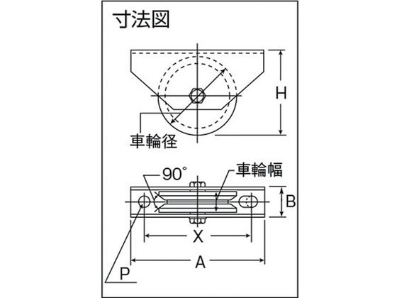 ステンレス重量戸車(75mm・山R型)(1個価格) ヨコヅナ JBS-0758-