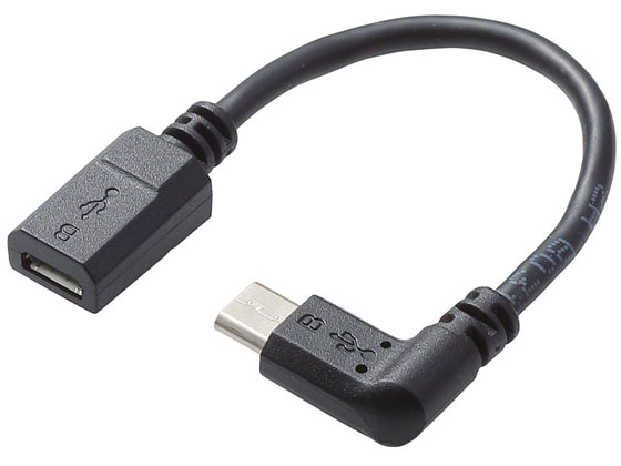 エレコム 2A対応microUSBアダプタ 逆L字 0.1m TB-MBFMBR01BK