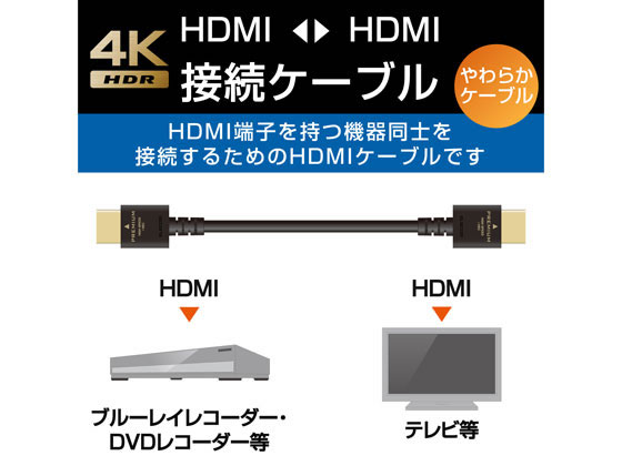 エレコム PREMIUM HDMIケーブル やわらか 2m DH-HDP14EY20BK