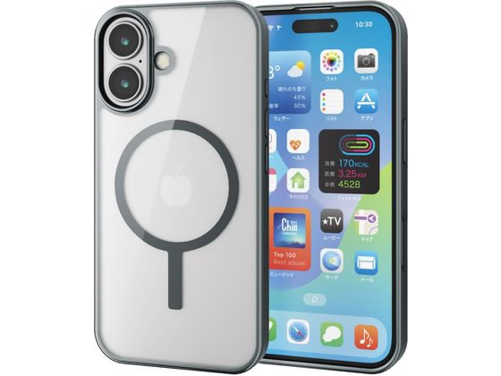 エレコム iPhone16ケース ハイブリッド チャコールグレー PM-A24AMAG03GY