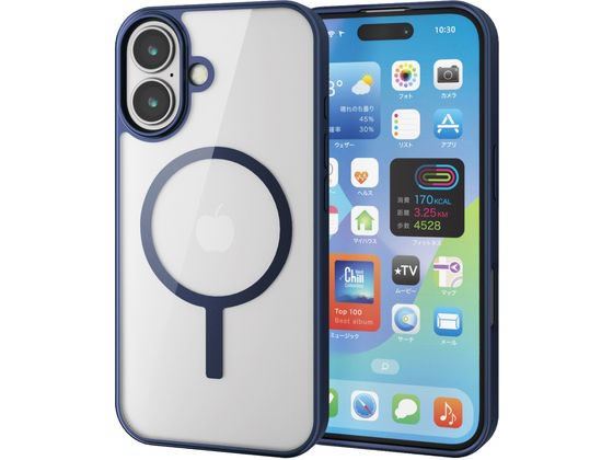 エレコム iPhone16ケース ハイブリッド ネイビー PM-A24AMAG03NV