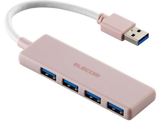 エレコム USBハブ A×4 USB3.2 ピンク U3H-H040PN