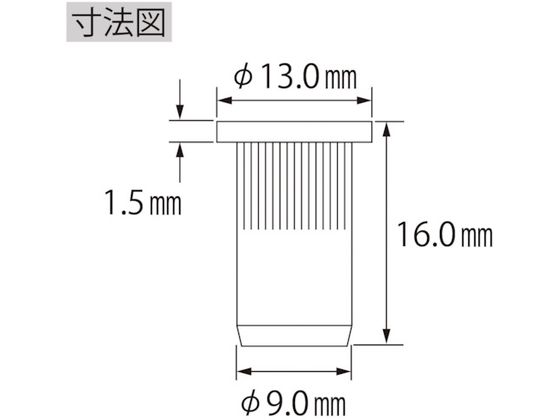 エビ ローレットナット(平頭・スティール製) 板厚3.5 M6×1.0(1000個入) NSD6MR