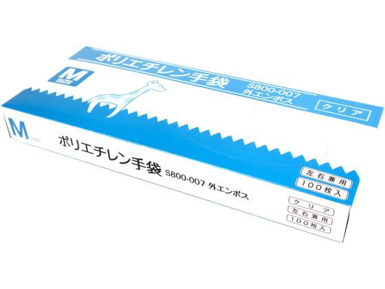 つばさ ポリエチレン手袋 外エンボス Mサイズ クリア 100枚