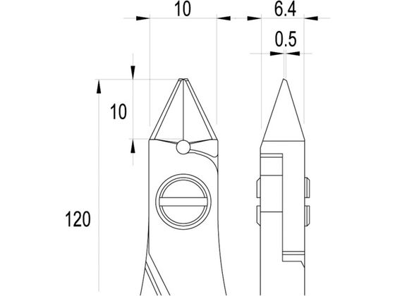 idealtek ESD精密ニッパ 先細形 フラッシュ刃 120mm ES5341-CR-BG-IT