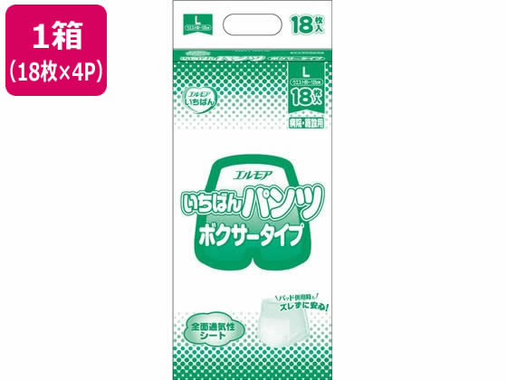 カミ商事 エルモアいちばん パンツ ボクサータイプ L 18枚 4パック