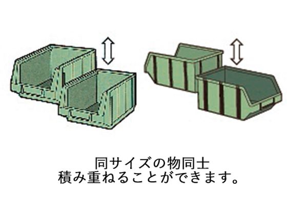 エスコ パーツトレー連結 重ね置型 緑 385×580×250mm 4個