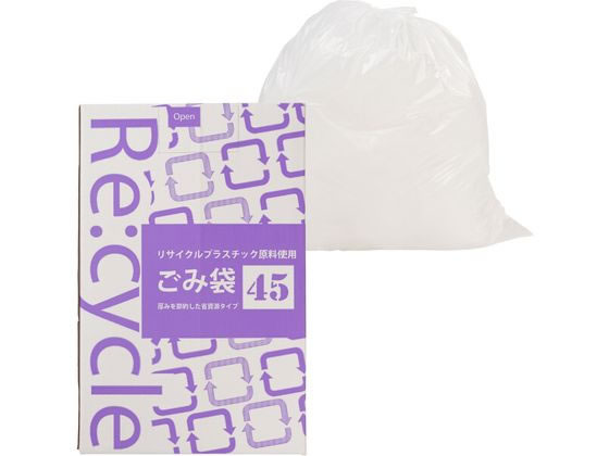 紺屋商事 リサイクルゴミ袋 乳白半透明 BOX 45L 100枚