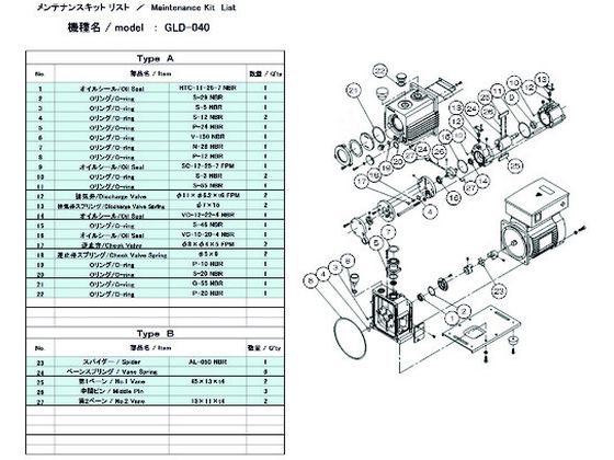 ULVAC GLD-040用メンテナンスキットA GLD-040 MAINTENANCEKIT A