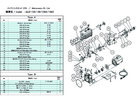ULVAC GLD-135／136／136A／136C用メンテナンスキットB GLD-136A 136C MAINTENANCEKIT B