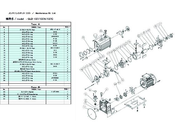 ULVAC GLD-137用メンテナンスキットA GLD-137 MAINTENANCEKIT A