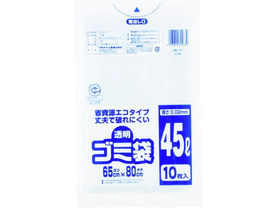 ワタナベ 透明ゴミ袋(再生原料タイプ)45L (10枚入) U-45