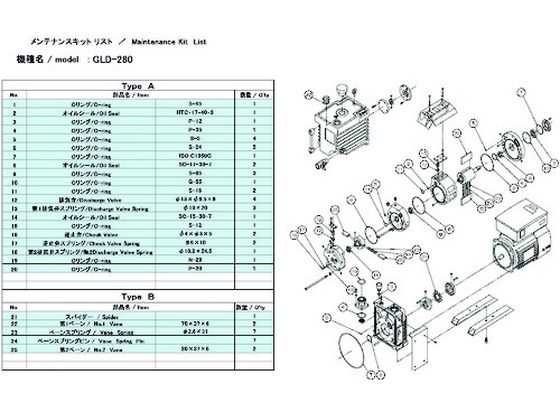 ULVAC GLD-280／280A／280B用メンテナンスキットB GLD-280A MAINTENANCEKIT B