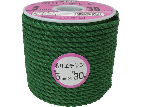 ユタカメイク ロープ PEカラーロープボビン巻 5mm×30m グリーン RE-33