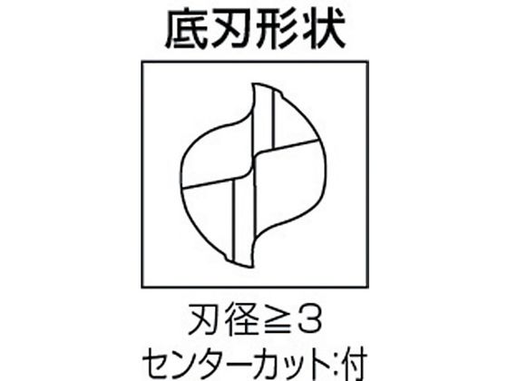 三菱K 2枚刃汎用 ハイススクエアエンドミルミディアム刃長(M)14mm