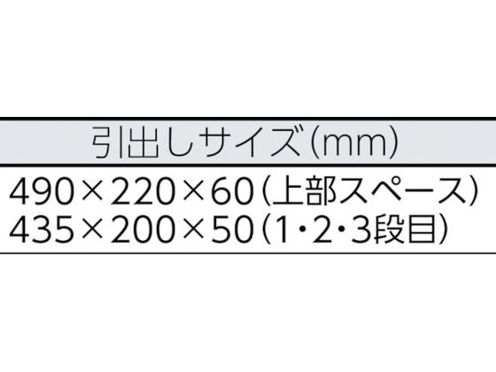スーパー ツールケース 3段引出し式 レッド 505×233×300mm