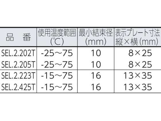 SapiSelco マーカータイ 2.5mm×200mm (100本入) SEL.2.205T 8190201が