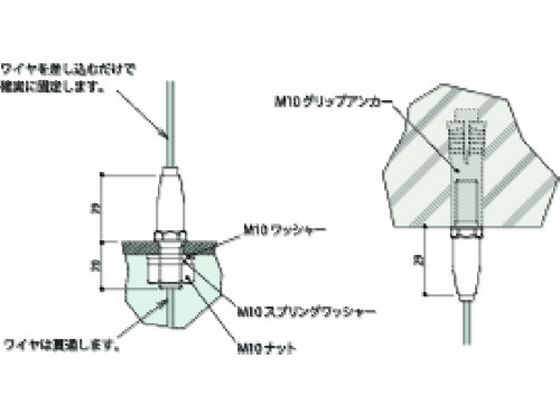 TRUSCO ワイヤーグリッパー M10オネジ付き SUS TSM-38M 1158192が2,112