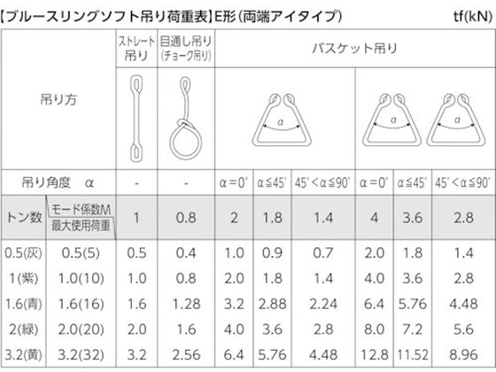 TESAC ブルースリングソフトE形(両端アイタイプ)荷重2t 全長3m 4334175