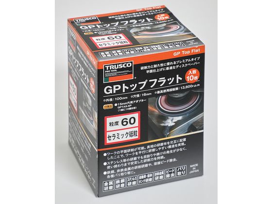 TRUSCO GPトップフラット セラミック #60 Φ100 10枚入 GPF100-C60