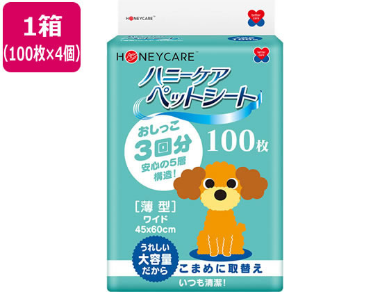 ユニフリー ハニーケア ペットシート 薄型 ワイドタイプ 100枚×4個