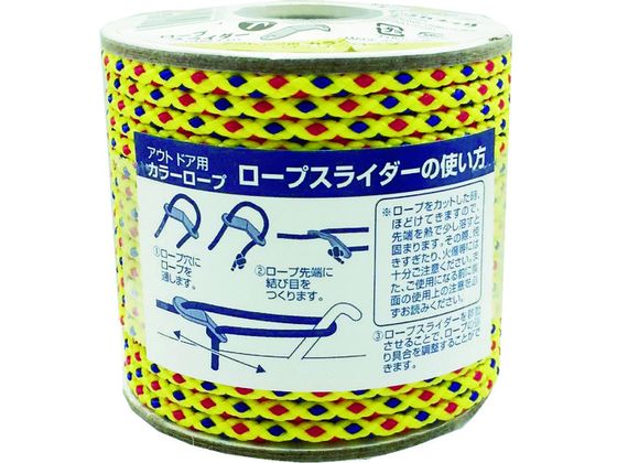 ユタカメイク アウトドア用カラーロープ イエロー 3.5mm×20m ROC-10