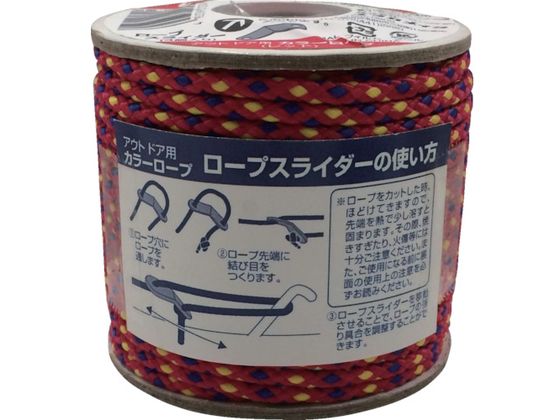 ユタカメイク アウトドア用カラーロープ レッド 3.5mm×20m ROC-11