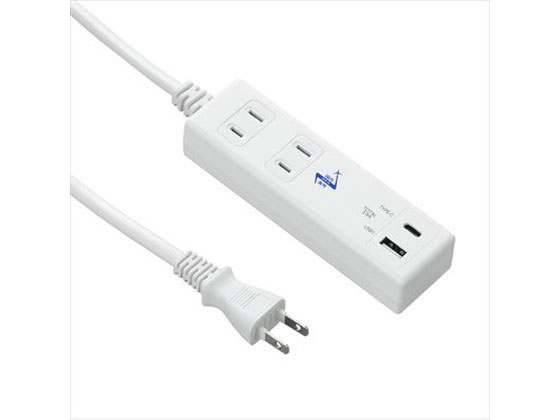 ヤザワ 国内海外兼用2AC2 1m USB3.9A タイプC付