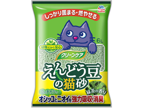 アースペット クリーンケア えんどう豆の猫砂 緑茶の香り6L