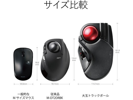 エレコム トラックボールマウス 大玉 8ボタン 無線 M-HT1DRBKが7,200円【ココデカウ】