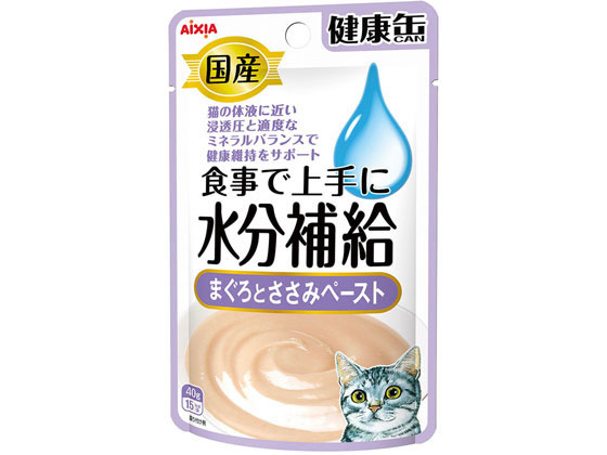 アイシア 国産 健康缶パウチ水分補給 まぐろとささみペースト