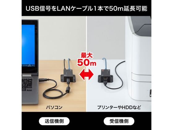 サンワサプライ USB2.0エクステンダー(2ポートハブ付き) USB-EXSET3