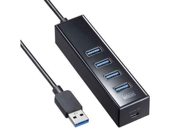 サンワサプライ 磁石付USB3.2 Gen1 4ポートハブ USB-3H405BKN